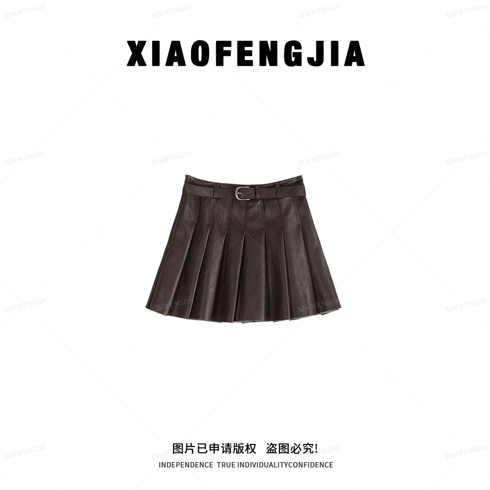 【英伦时代】2025秋季新款【四季青小封家轻奢】显瘦百褶皮短裙7301