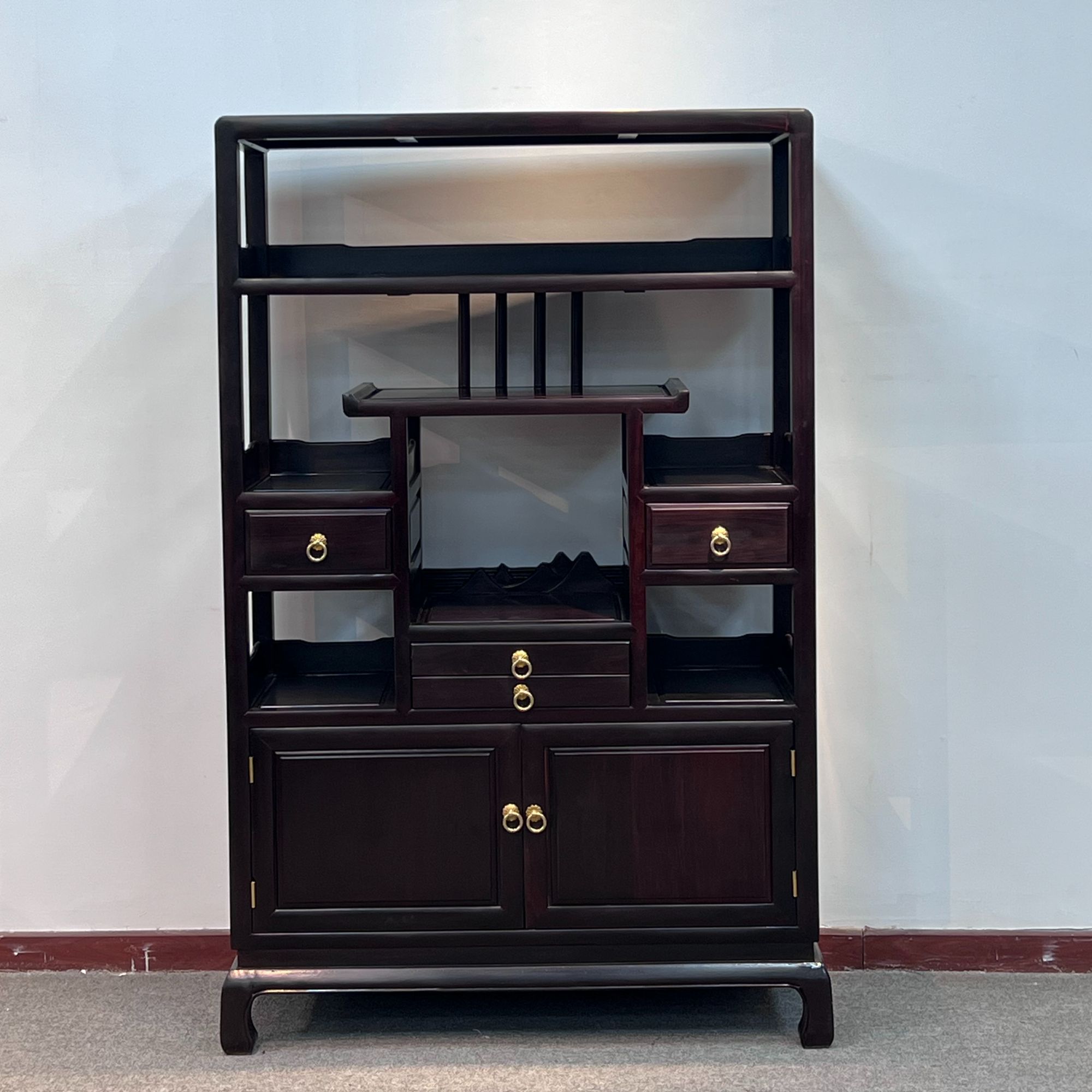 新中式置物柜收纳柜东非酸枝客厅书房柜子89*36*141CM