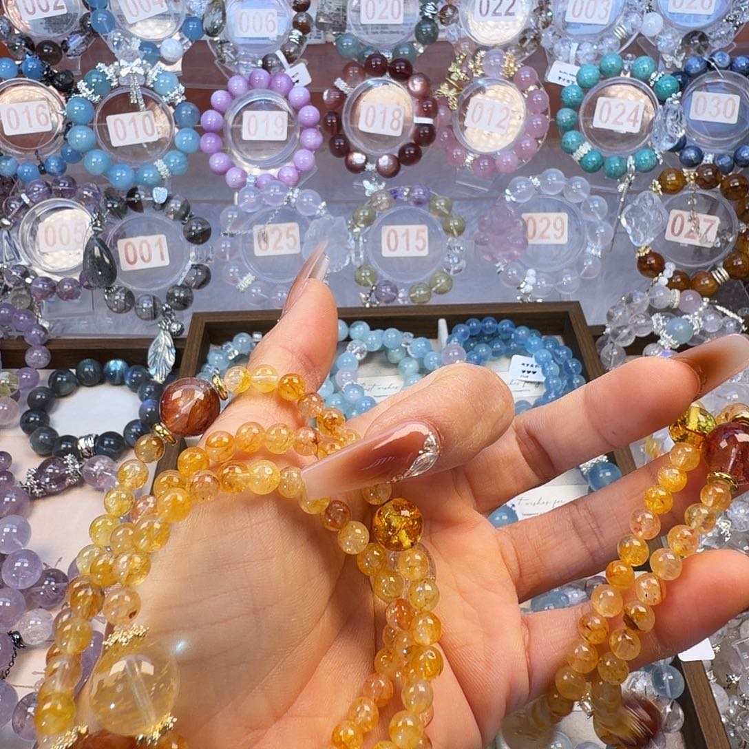 甜***蜜水晶手链合金黄椒