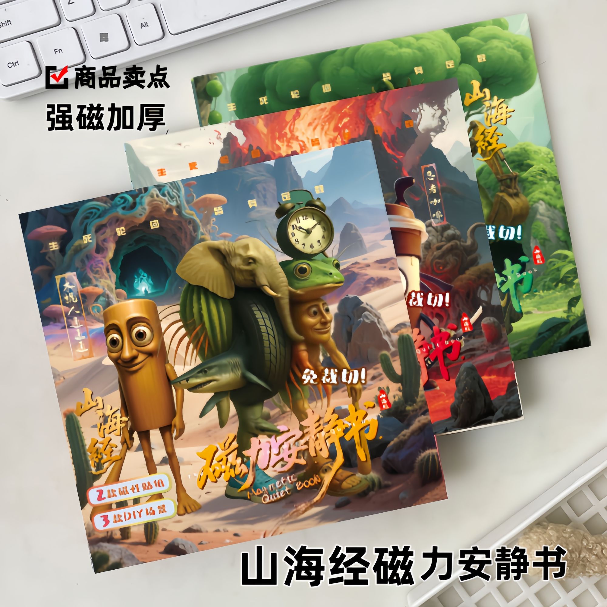 AI外国山海经免裁剪磁力安静书新款女孩儿童玩具3-6岁磁吸贴纸画