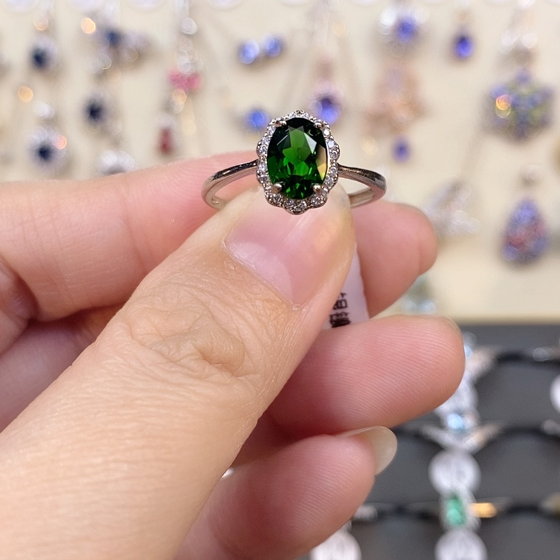 透辉石戒指银S925镶嵌