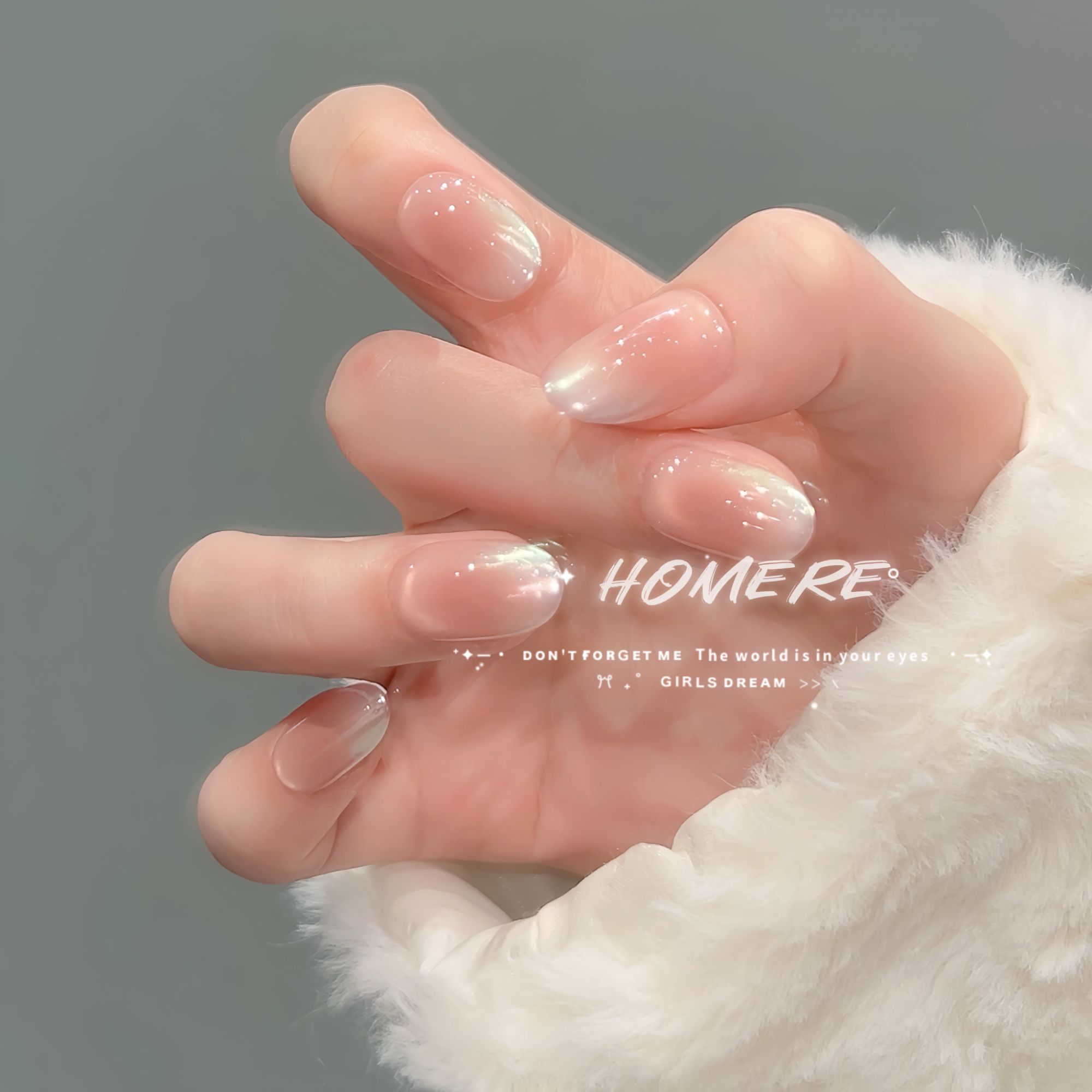 【微醺白桃】秋冬爆款手工穿戴甲玻璃珠豹纹晕染可拆卸美甲10片装