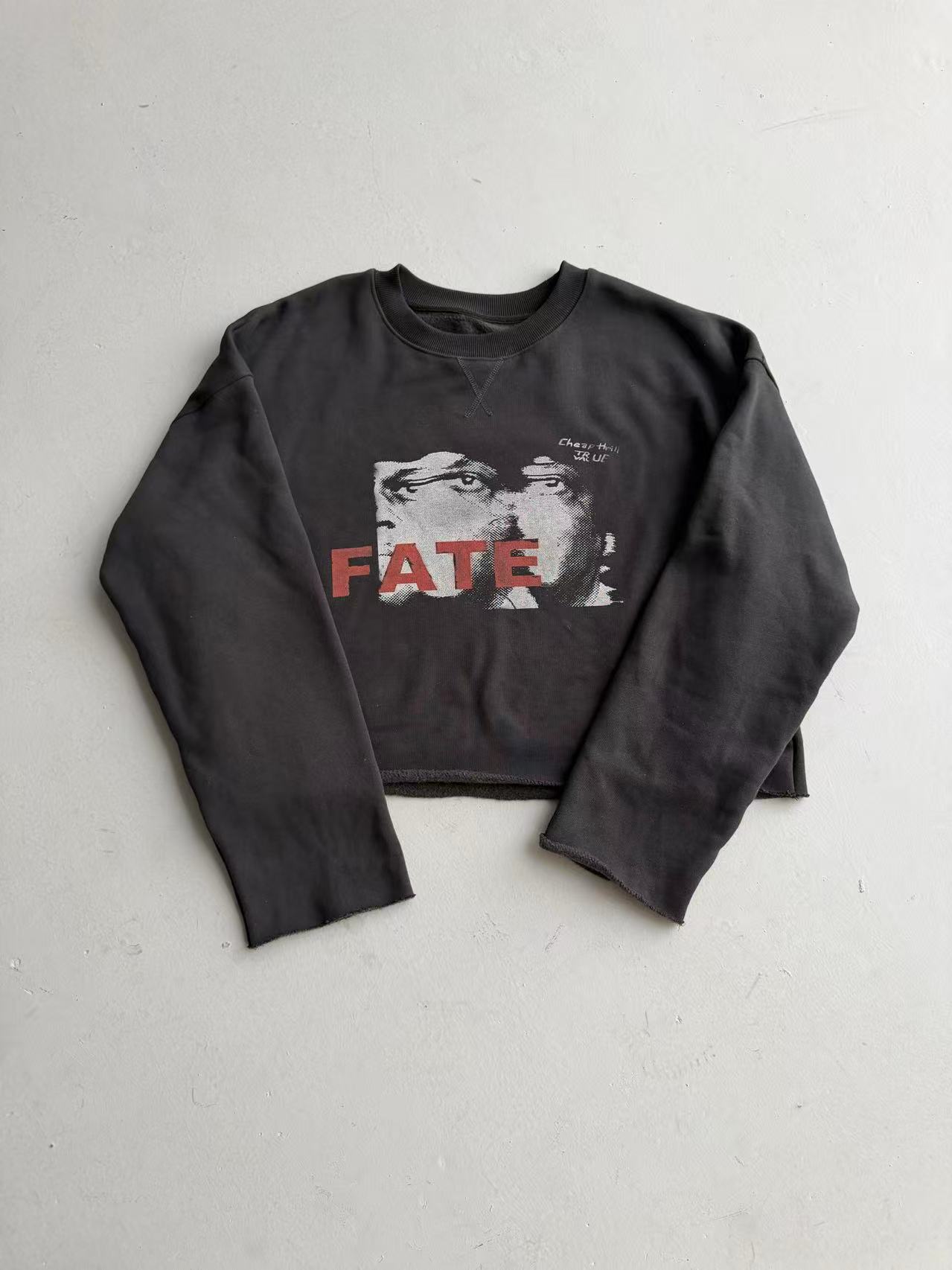 CENSMADE"宿命"人像印花420g精梳棉混纺卫衣boxy短宽版型美式街头