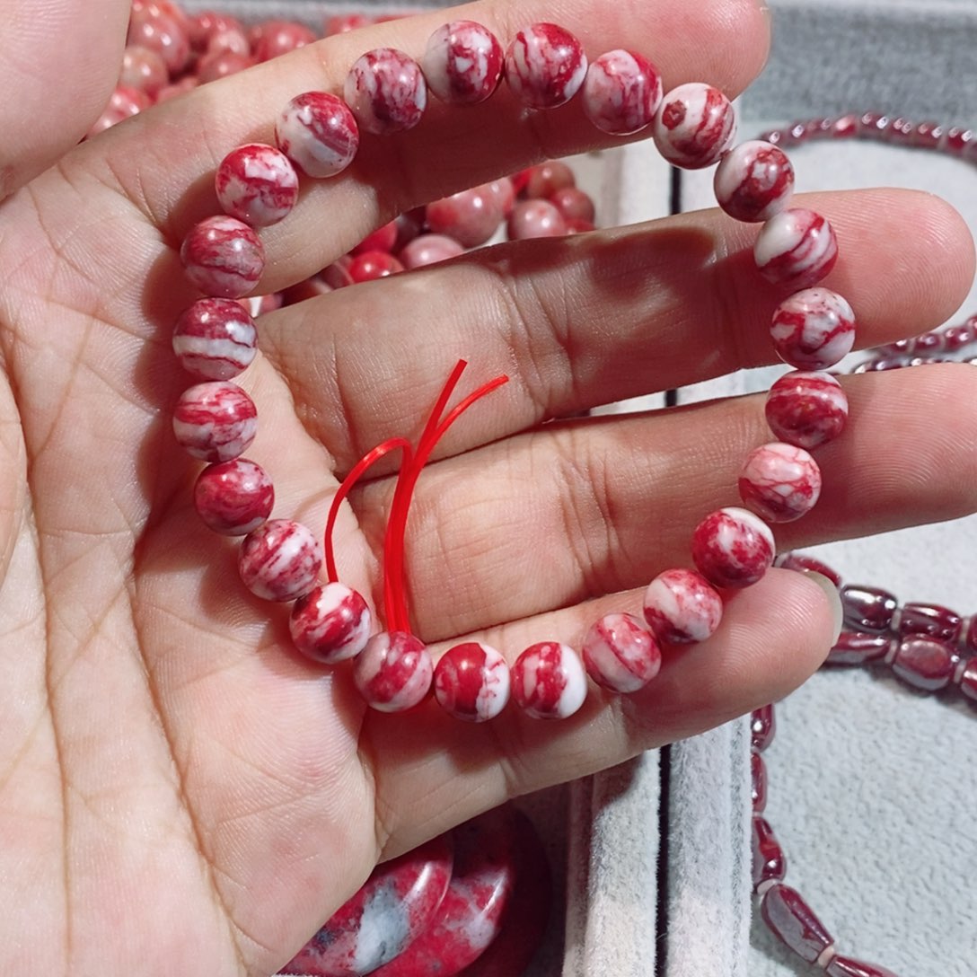 天然辰砂原石手串