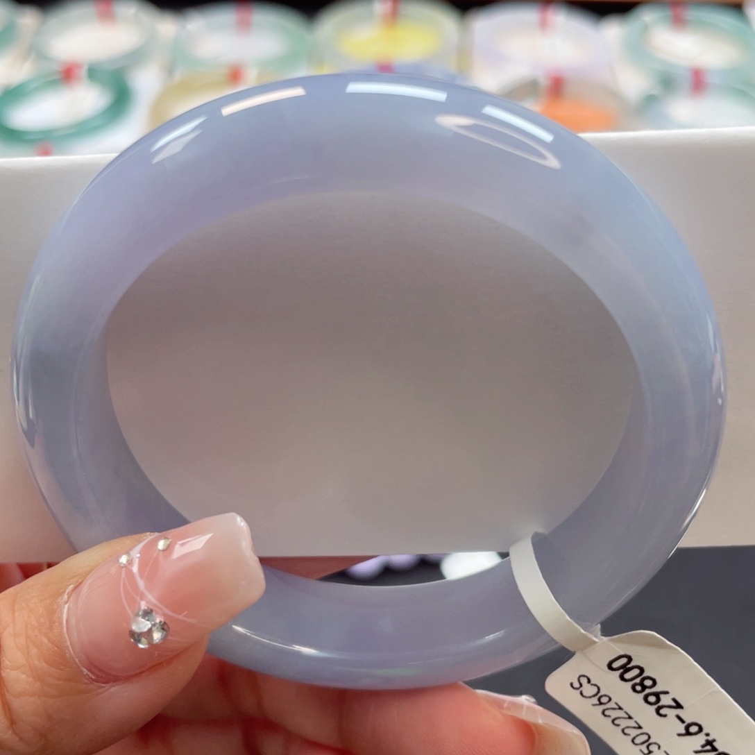 【闪购商品】翡翠未镶嵌手镯54.6茄紫满色肉细无纹裂10号