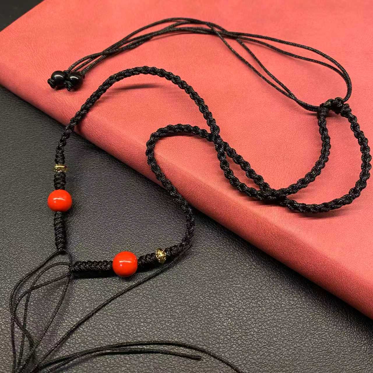 锁骨绳黑色吊坠绳可调节通用简单大方手工绳子编绳项链项链绳挂绳