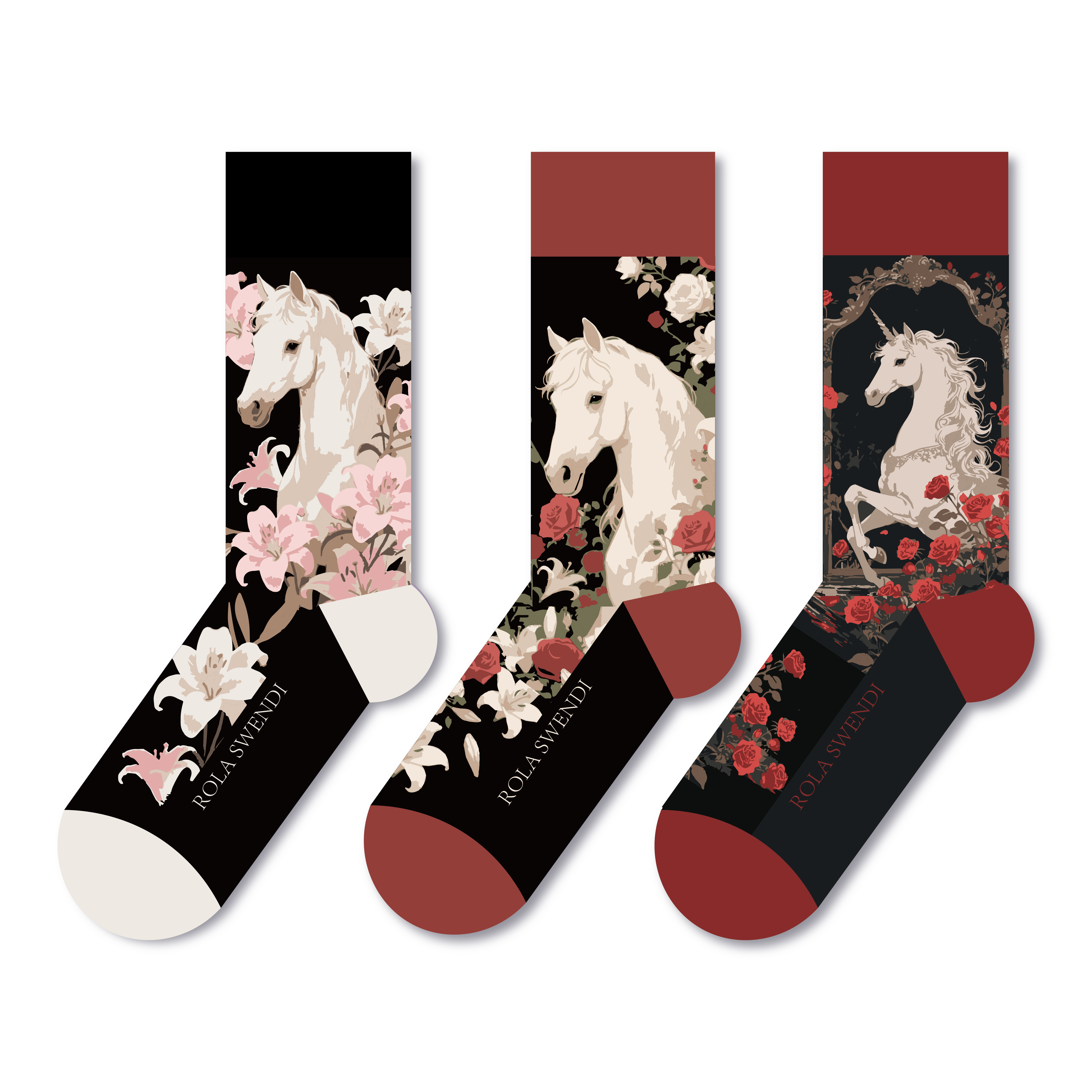 三双装ROLA SWEND秋冬款棉袜透气法式动物系列男女同款袜子33