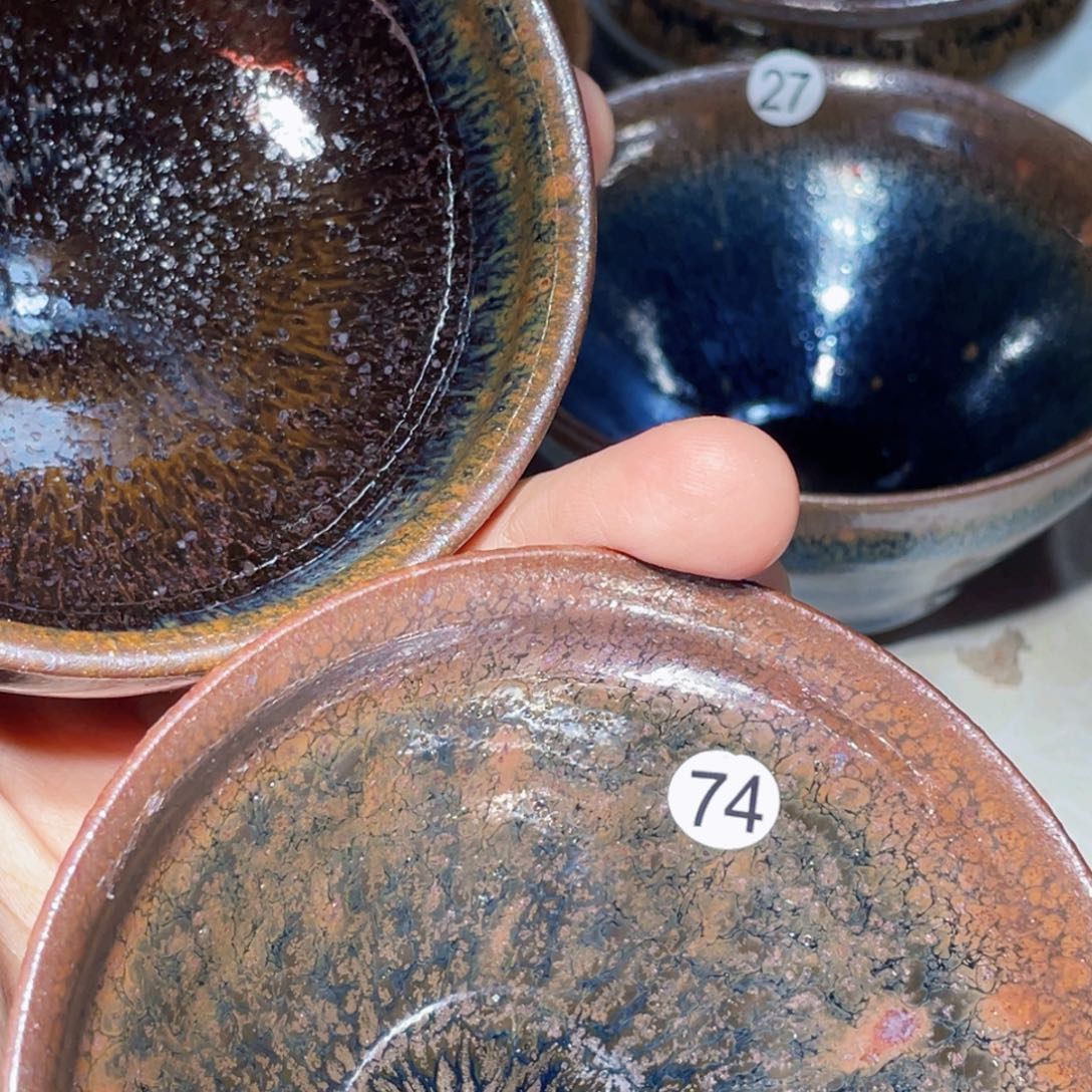 灿***光茶盏龙窑柴烧建盏73.74