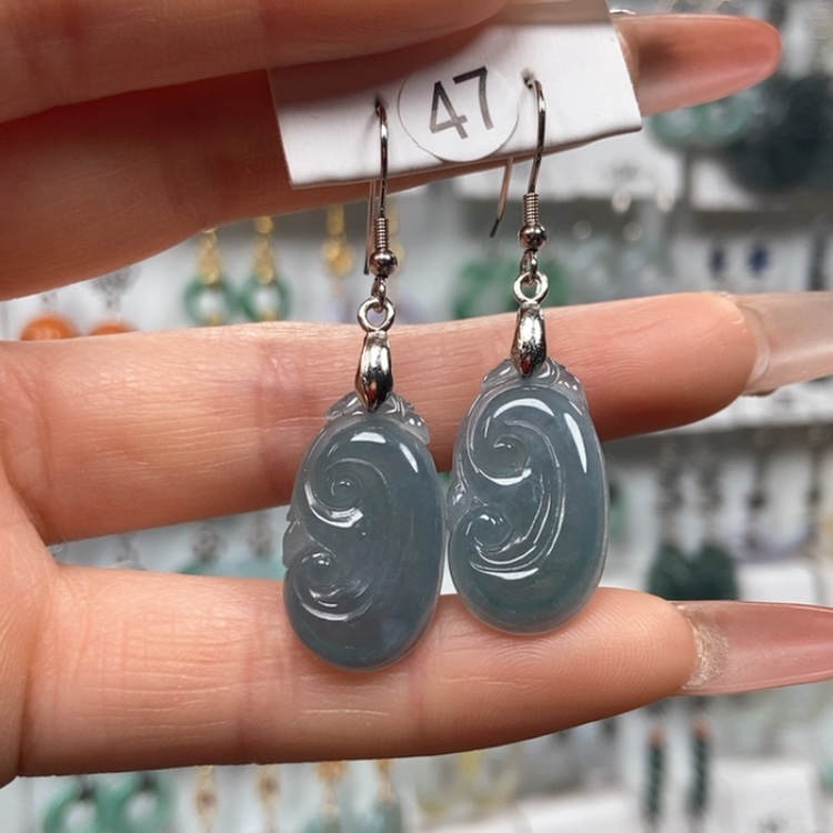 【闪购商品】翡翠耳饰银S925镶嵌耳饰