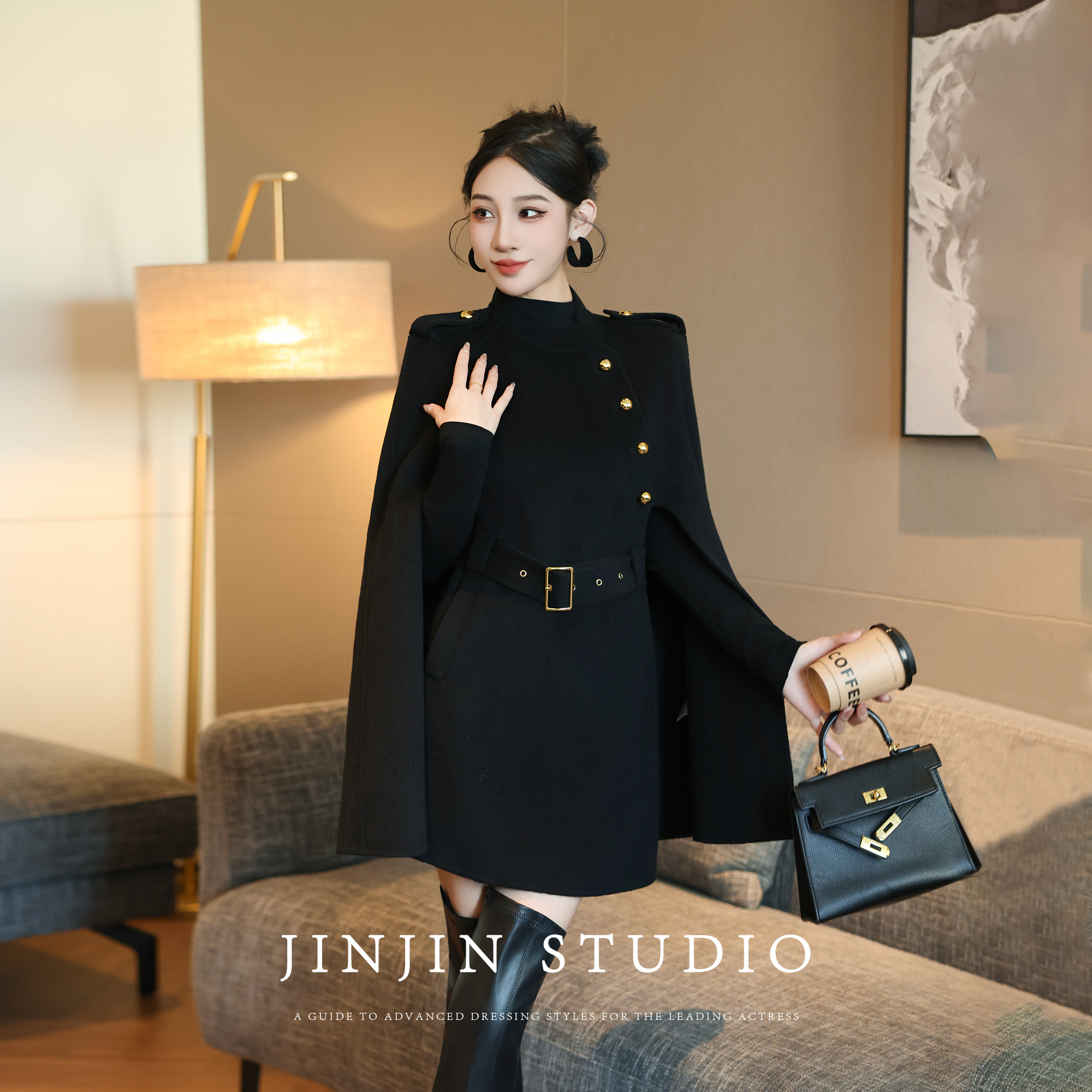 MD进进原创【英式优雅】2025秋冬气质百搭中长款洋气显瘦毛呢外套