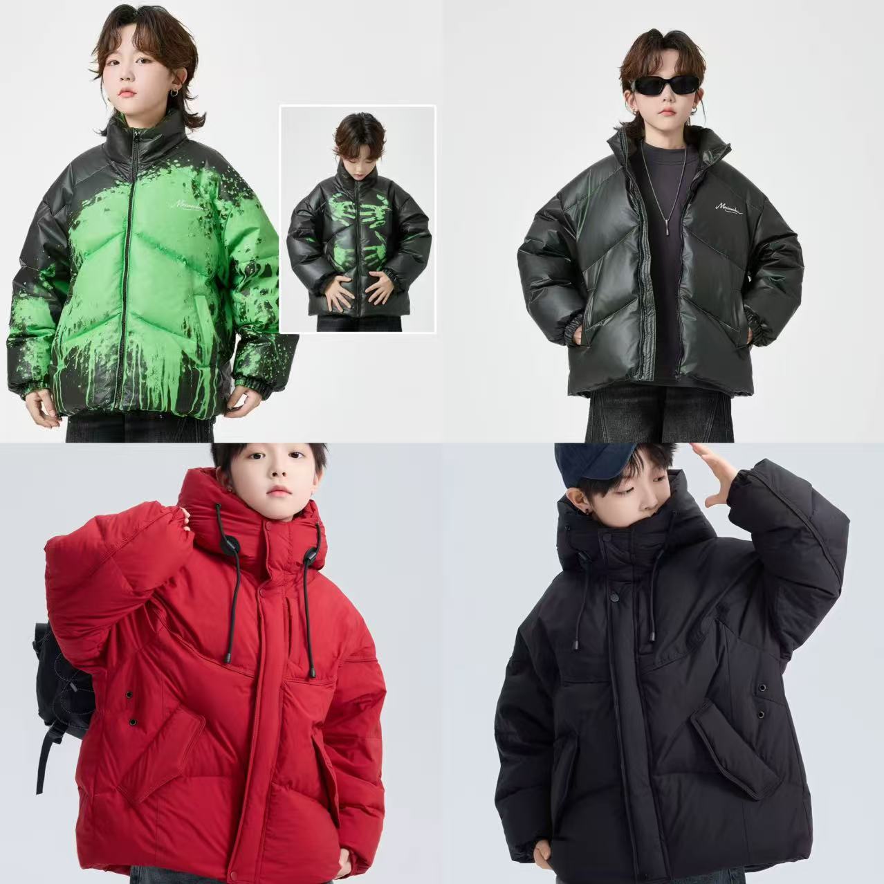 【四号链接】400-499男童冬款2025新款痞帅洋气炸街上衣套装潮酷风