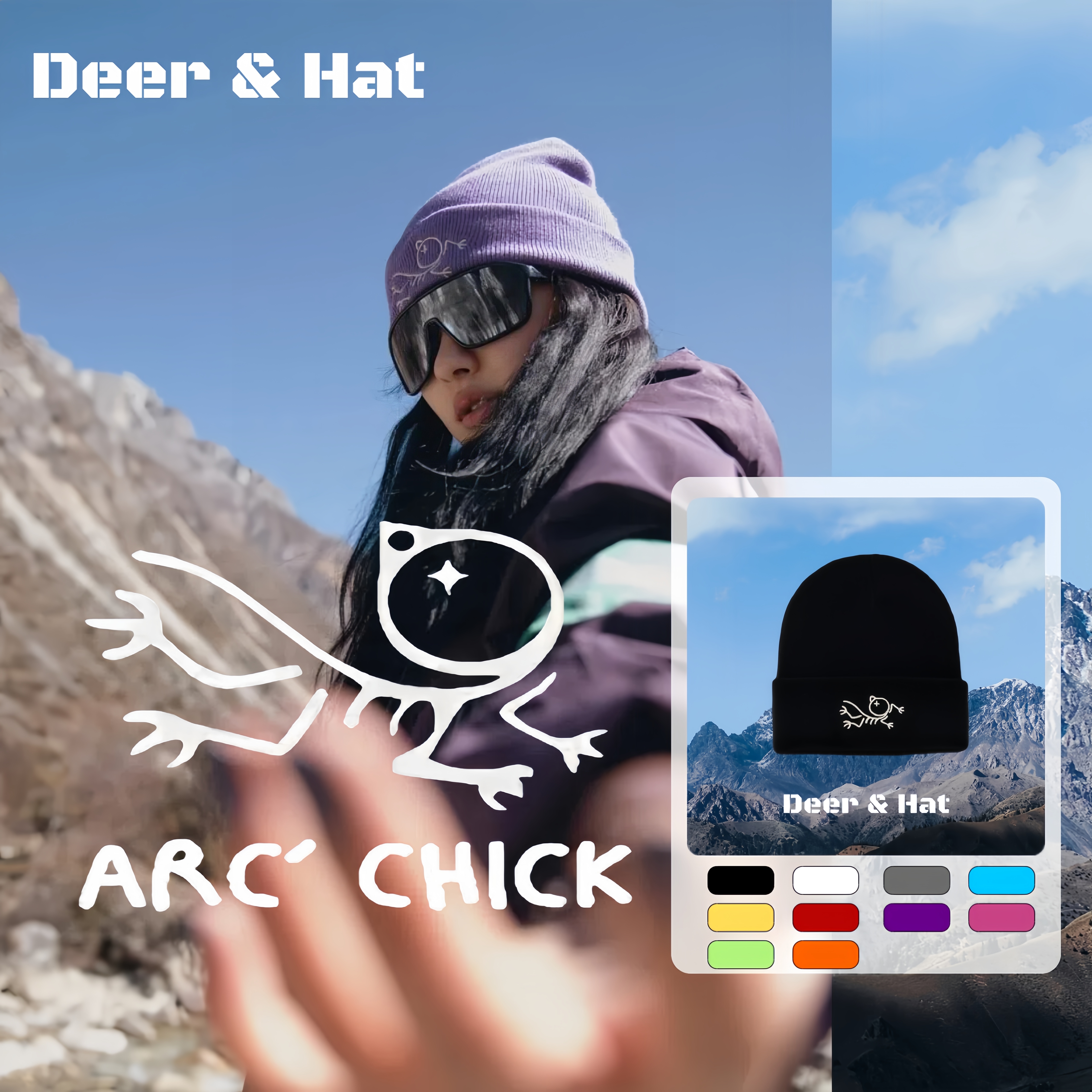 始祖小鸡帽子冷帽雪山户外保暖针织帽情侣运动帽子男款冬季帽子