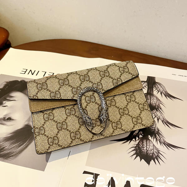 大吉中古/Gucci古驰老花乌木色超mini酒神斜挎包