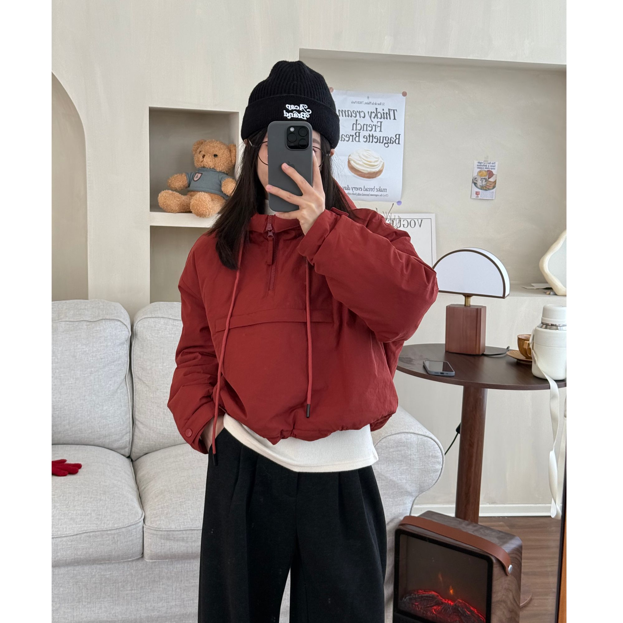 【吐血清仓】小个子冬季重工保暖日系休闲风连帽短款套头棉服