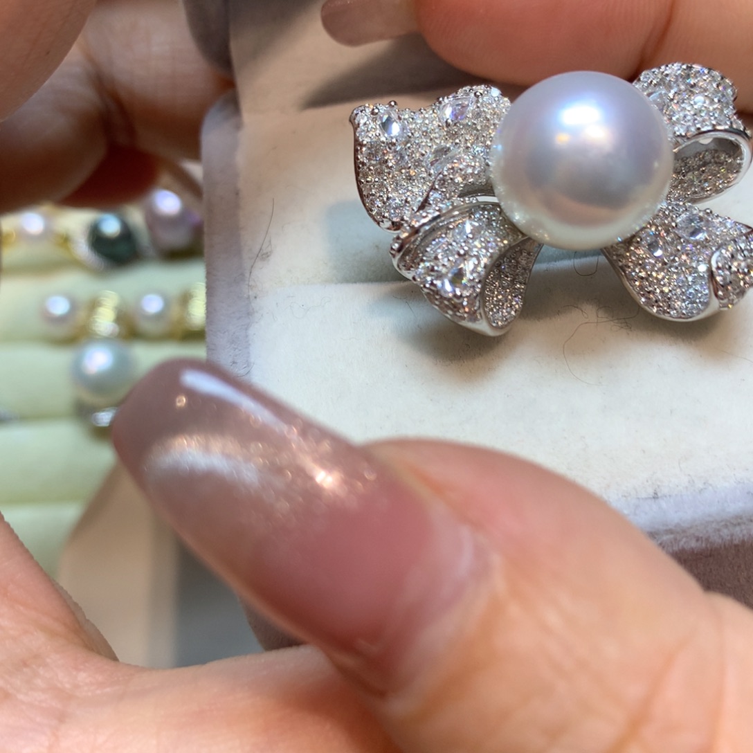 海水珍珠戒指银S925镶嵌