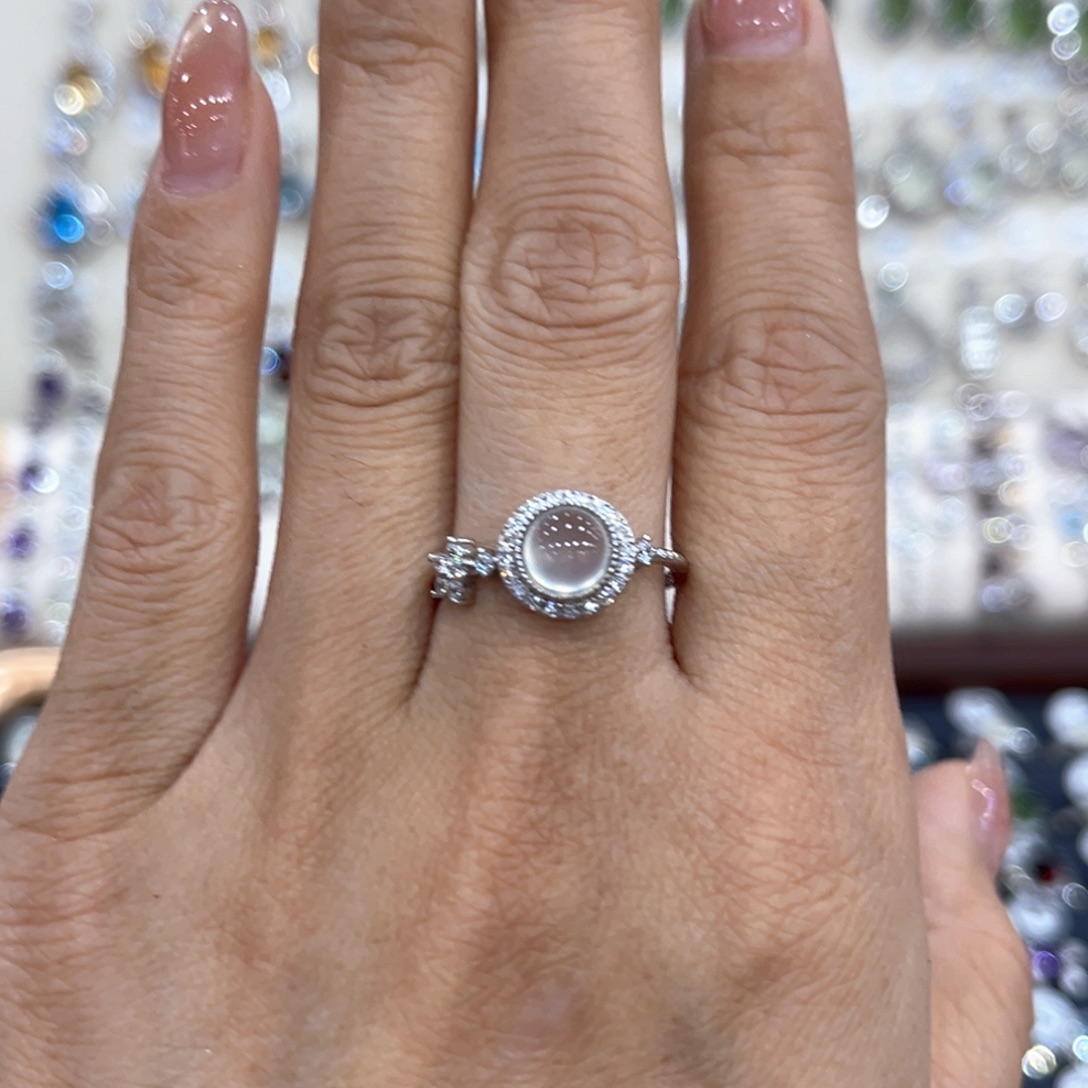 烟晶戒指银S925镶嵌