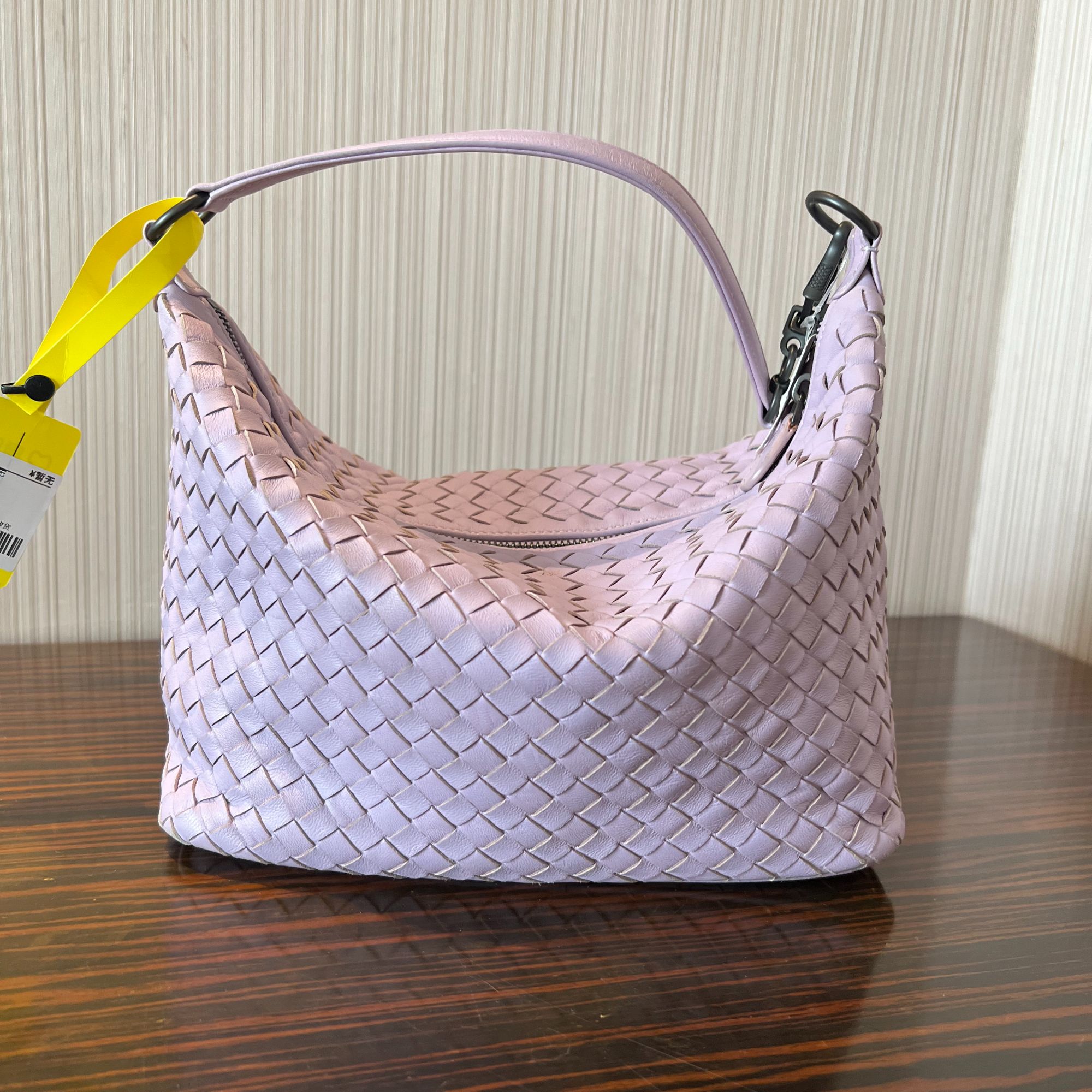 95新 BOTTEGA VENETA/葆蝶家 95新香芋紫编织腋下包单肩包
