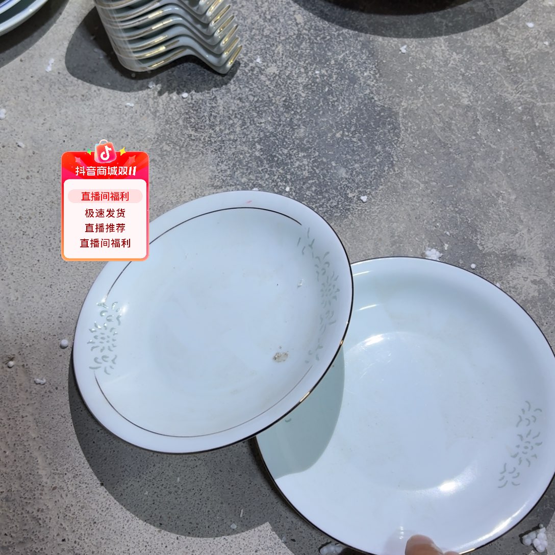 健***乐景德镇陶瓷微瑕骨碟2个