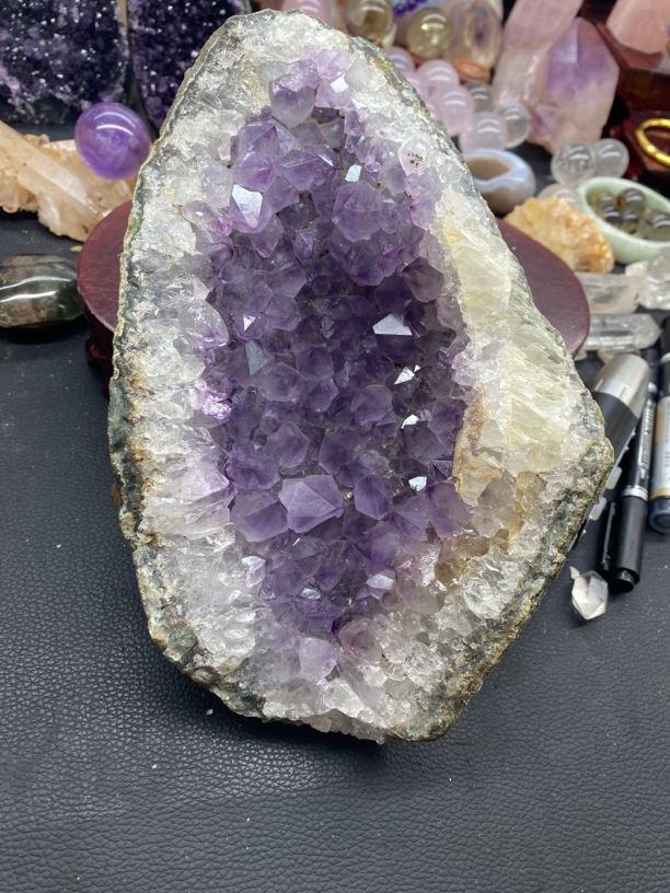 水晶簇摆件紫色摆件客厅玄关
