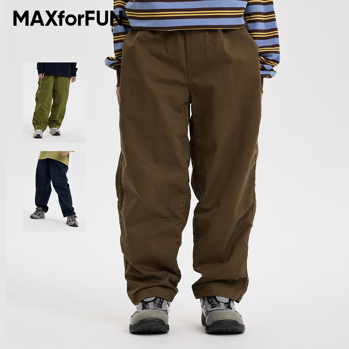 MAXforFUN童装25秋冬儿童工装裤褶皱长裤纯棉柔软户外男女童新