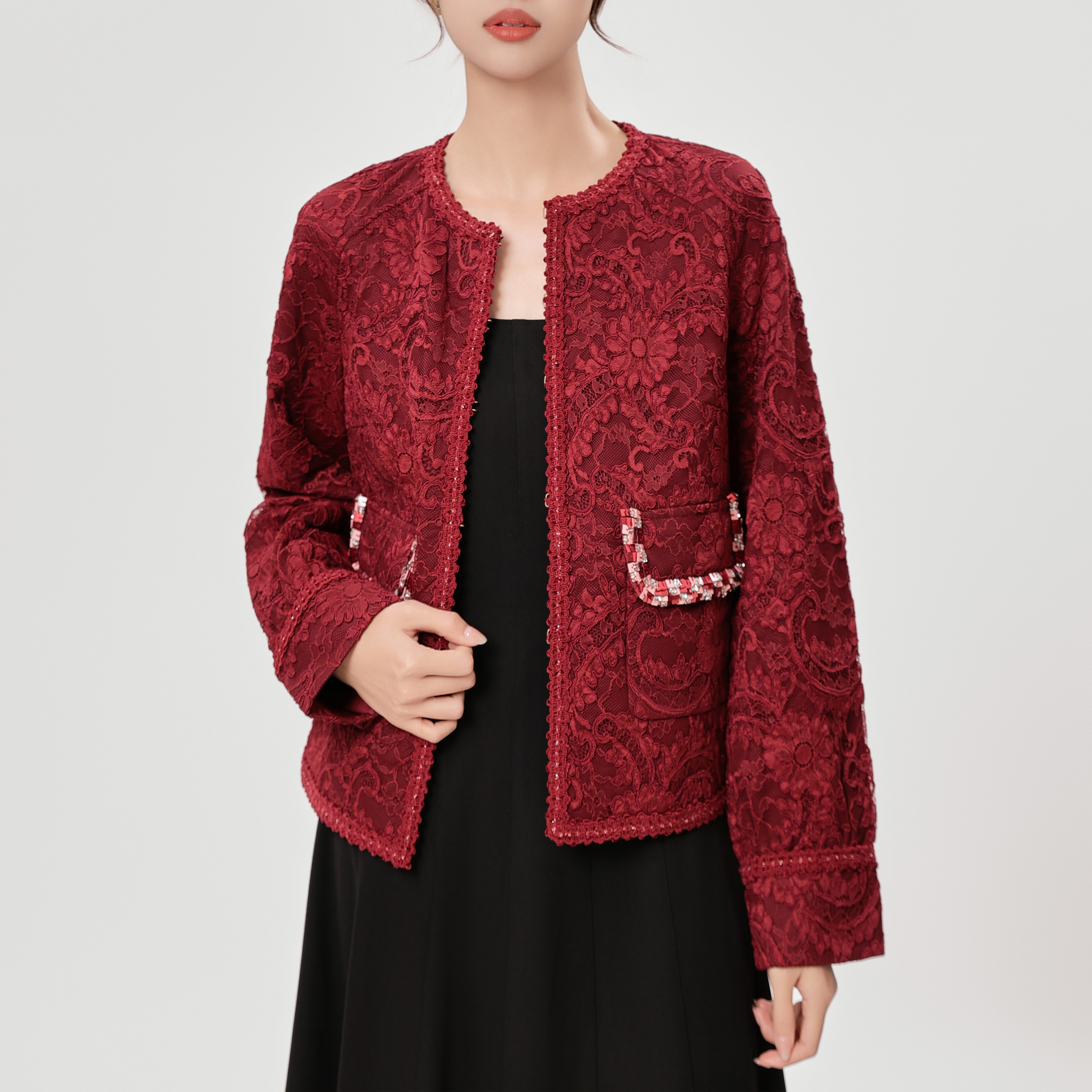 AMASS/阿玛施秋冬提花新中式上衣时尚气质小香风短款外套5400312