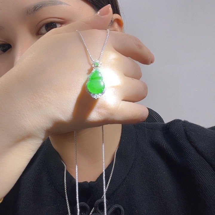 翡翠银S925镶嵌吊坠(不含链)