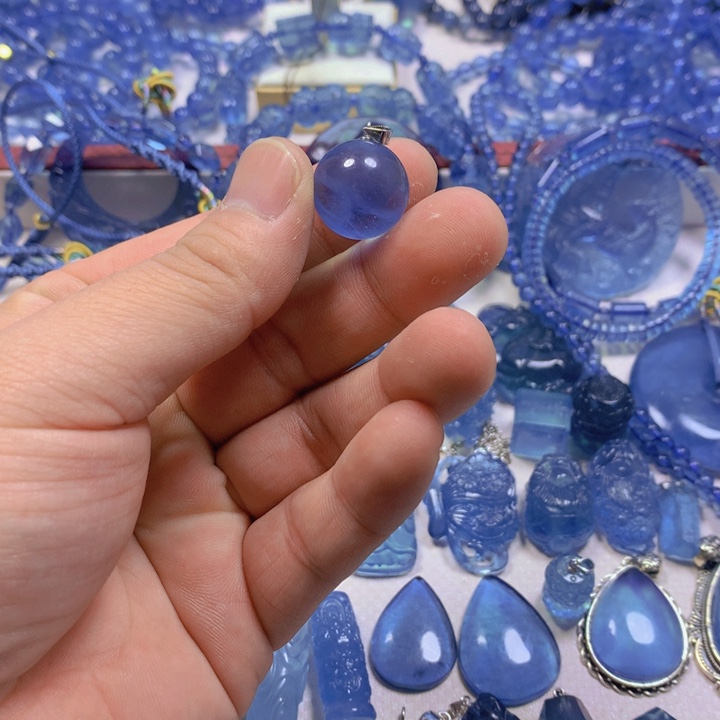 海蓝宝石颈饰银S925镶嵌仙****陈