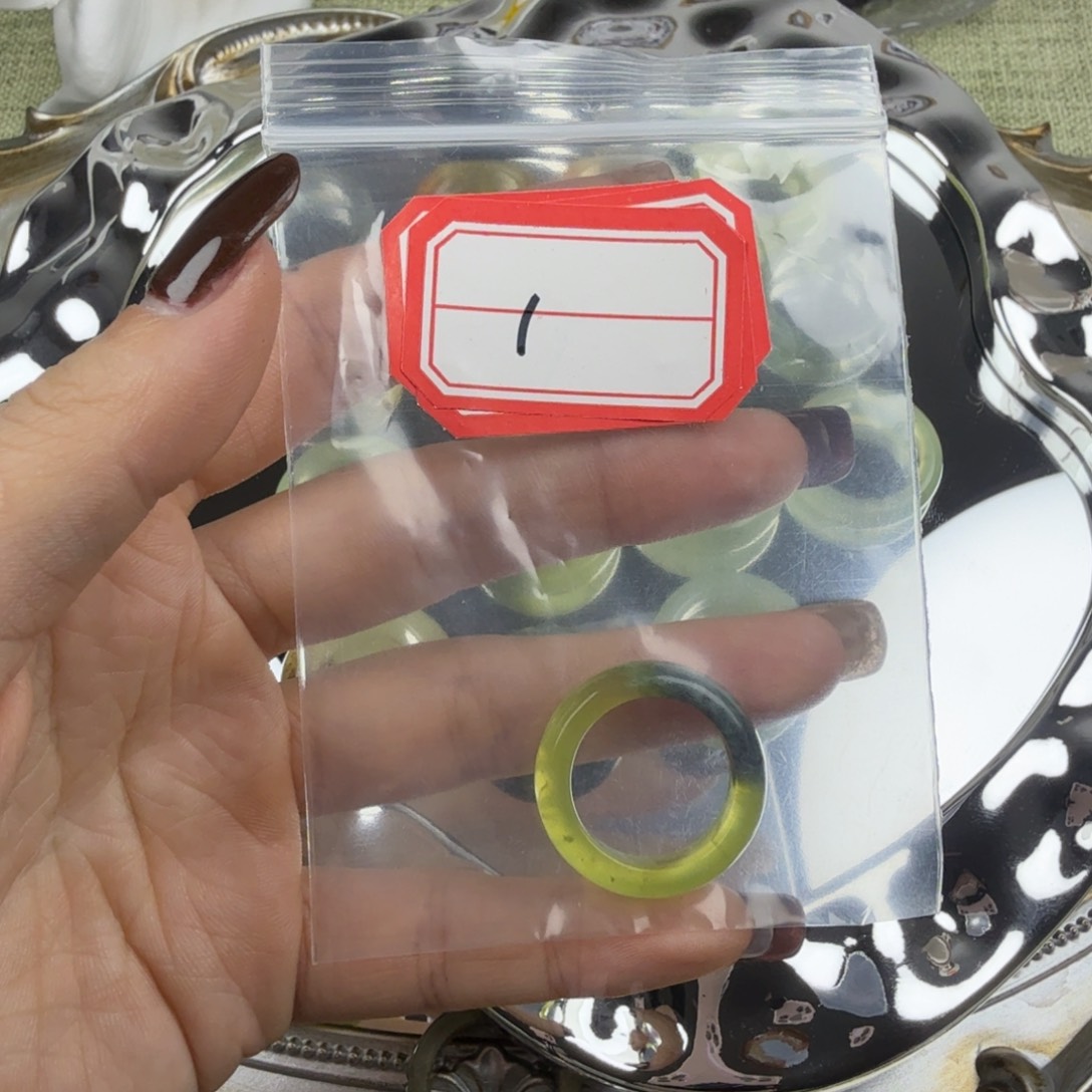 蛇纹石玉合金戒指1