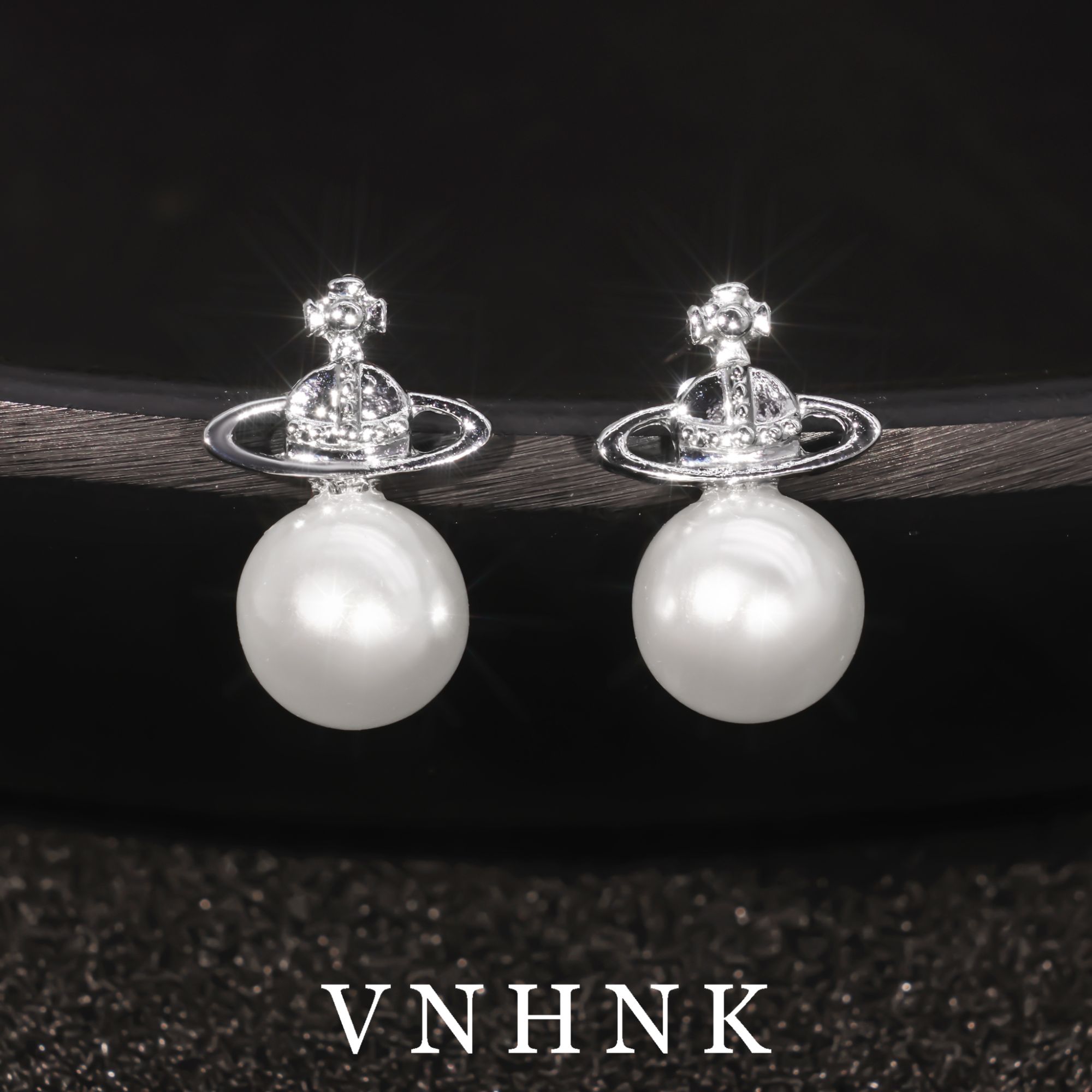 铜合金仿珍珠耳饰 美可儿   G520   银色（7mm）百搭耳环预售