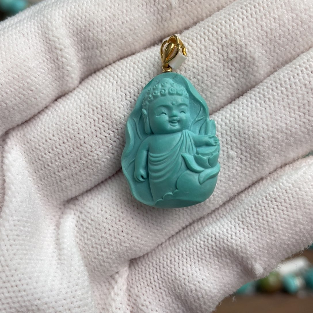绿松石18K金镶嵌宝宝佛大日如来