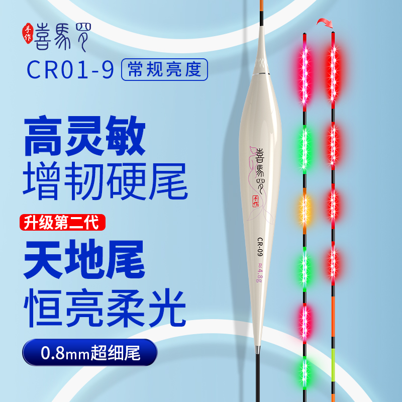 喜马罗CR双排LED高灵敏鱼漂日夜两用硬尾咬钩变色夜光漂电子漂