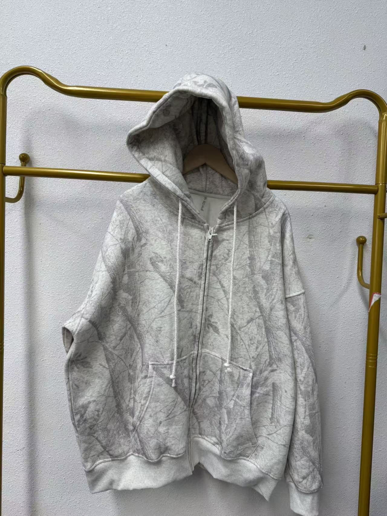 唯琳剪标 7仓H5-9-2383款  浅灰白拉链连帽卫衣长70