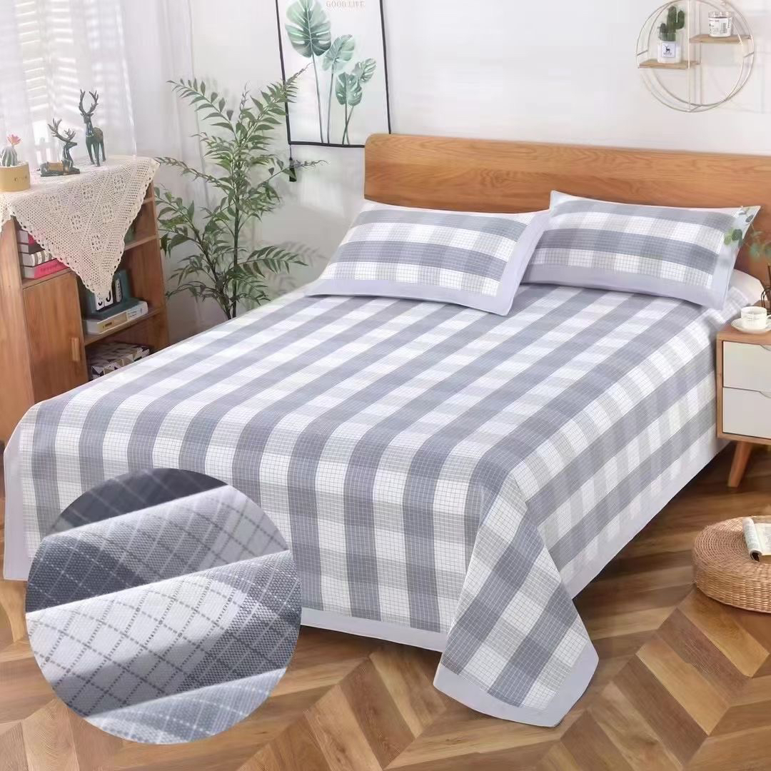 精品老粗布凉席床单三件套防滑加厚