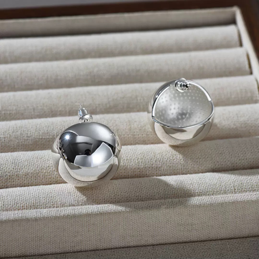 铜合金铜耳饰 【佳佳】日韩耳钉女耳饰实心光面素款百搭银JQ50128