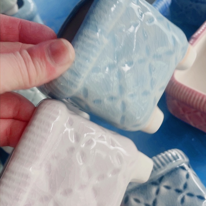 陶瓷7.5*7.5 半手工花盆浮力