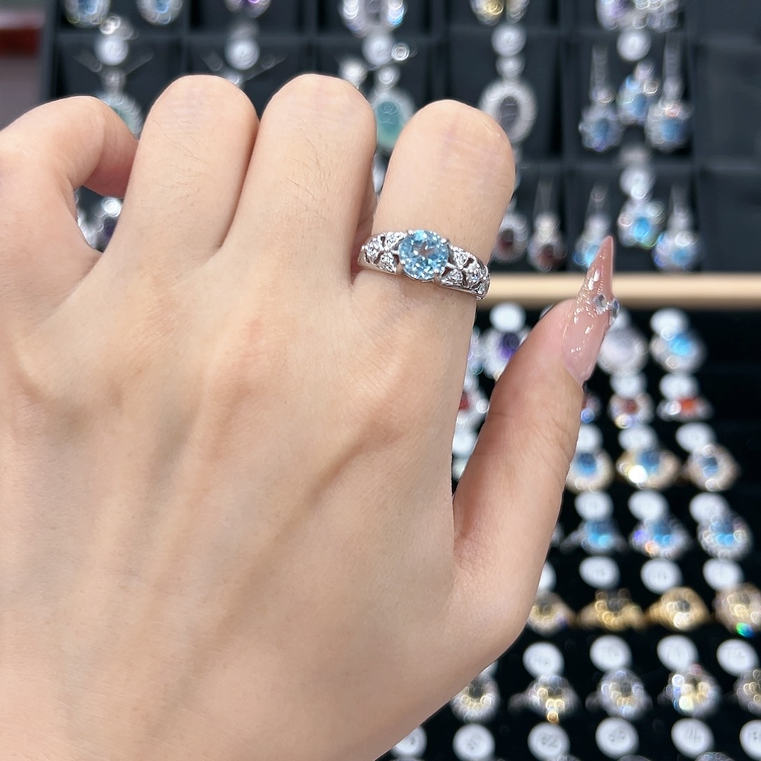 黄晶戒指银S925镶嵌戒指