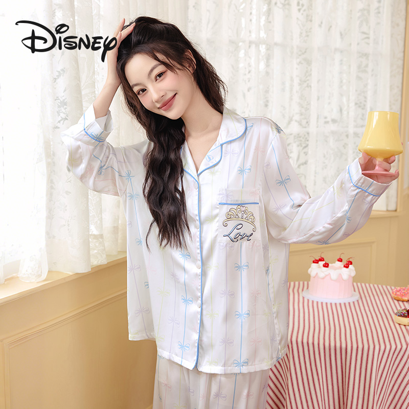Disney/迪士尼蝴蝶结条纹可外穿女士卡通睡衣2026年秋季新款