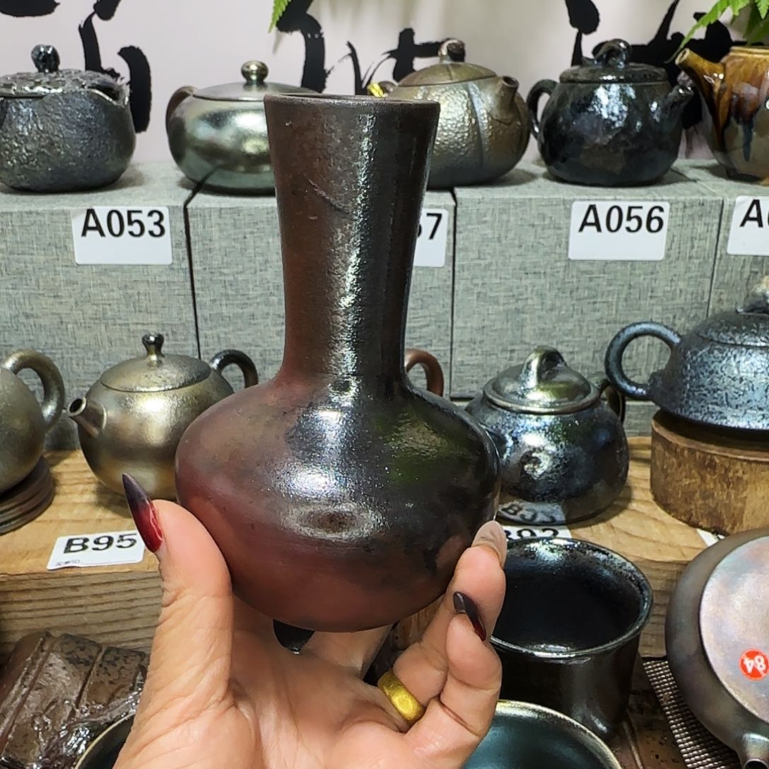 瓶“**”建水紫陶柴烧花瓶