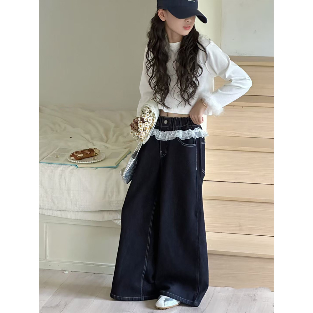 女童花边牛仔裤秋季新款