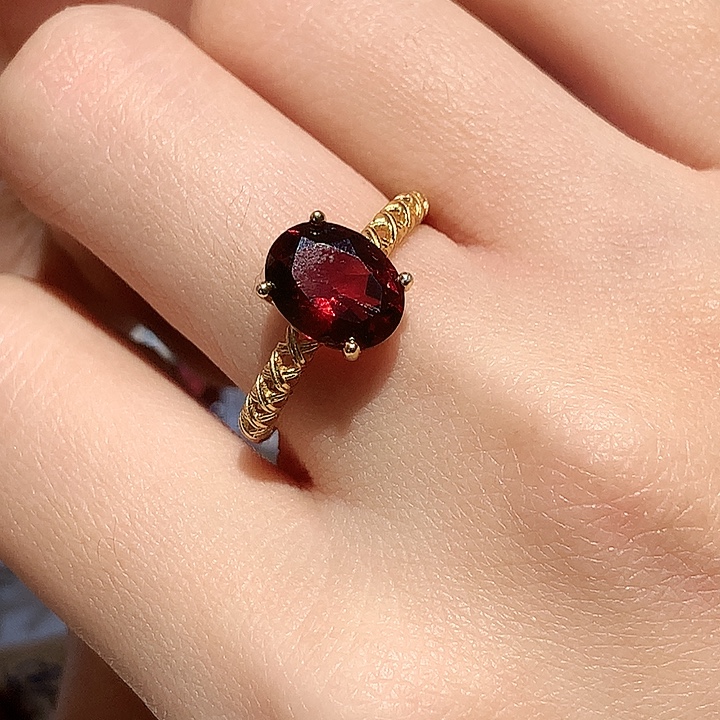 戒指银S925镶嵌石榴石