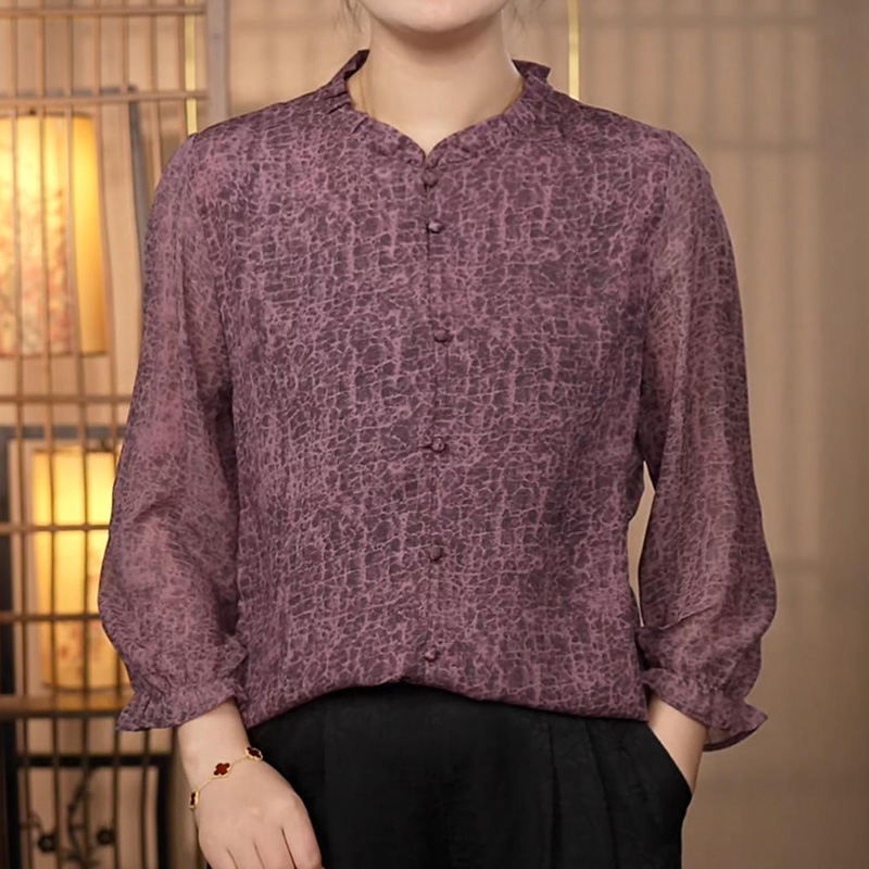 【252 撤柜木耳领】新款时尚遮肉显瘦上衣洋气百搭妈衬衫