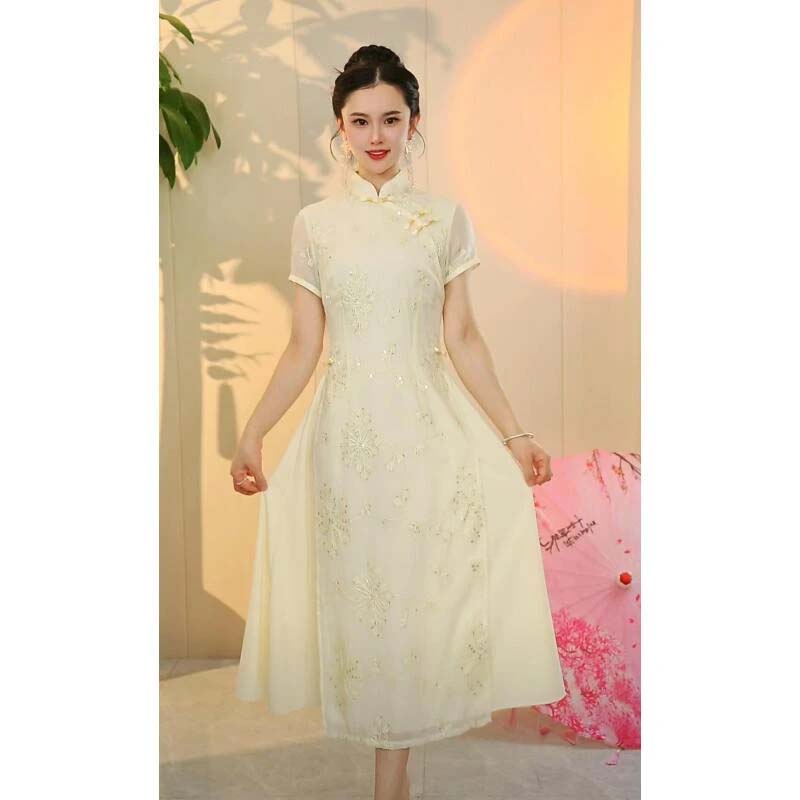 【有里布】夏季新款新中式国风复古改良旗袍裙D2427