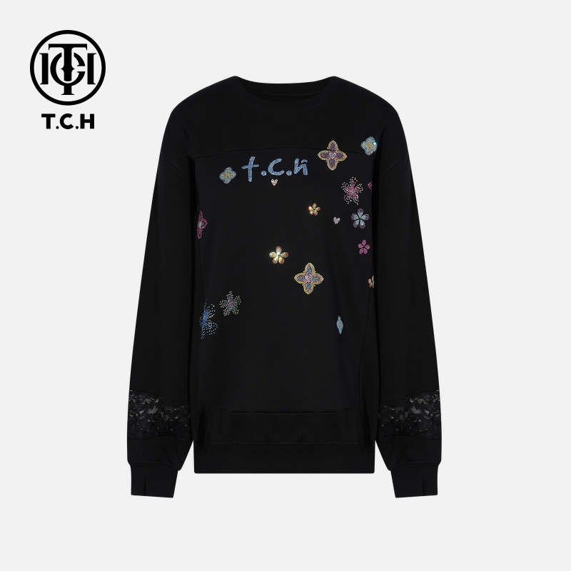 下架款 TCH私服慵懒风时尚休闲气质秋款卫衣女T75C11B9001轻奢