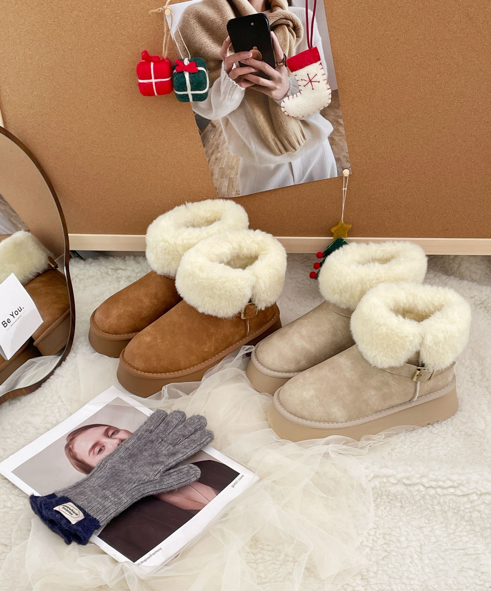 断码清仓~靠抢啊！雪雾增高款短筒保暖厚款圆头冬季时尚雪地靴韩版