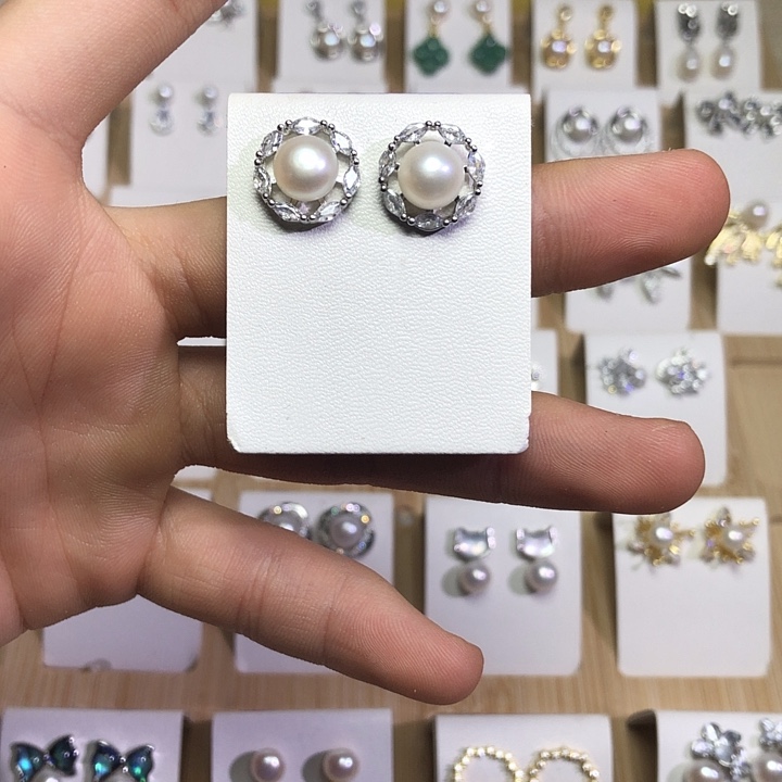 淡水珍珠耳饰银S925镶嵌