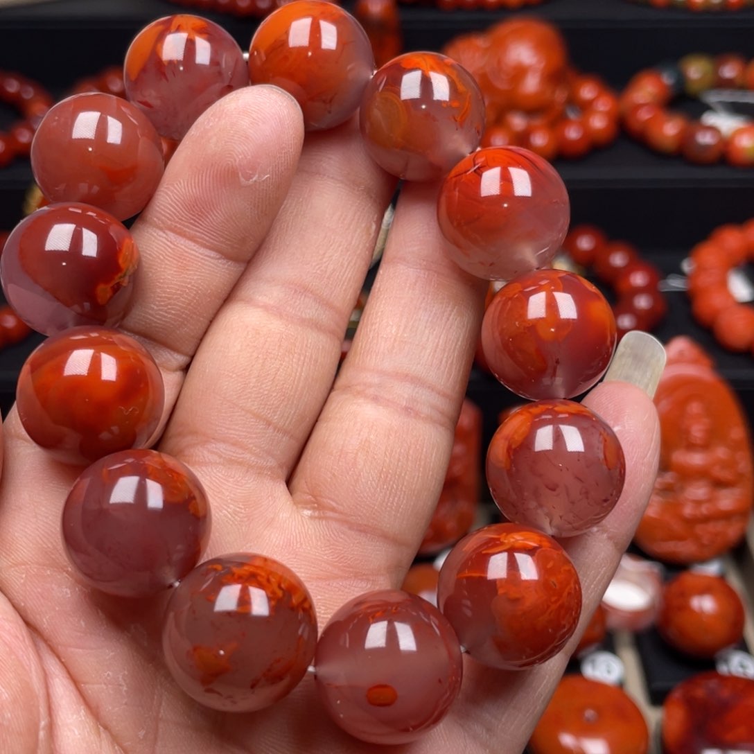 南红玛瑙珠宝奇石未镶嵌单圈17