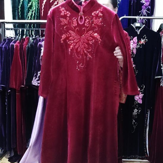 4XL旗袍连衣裙重工加绒