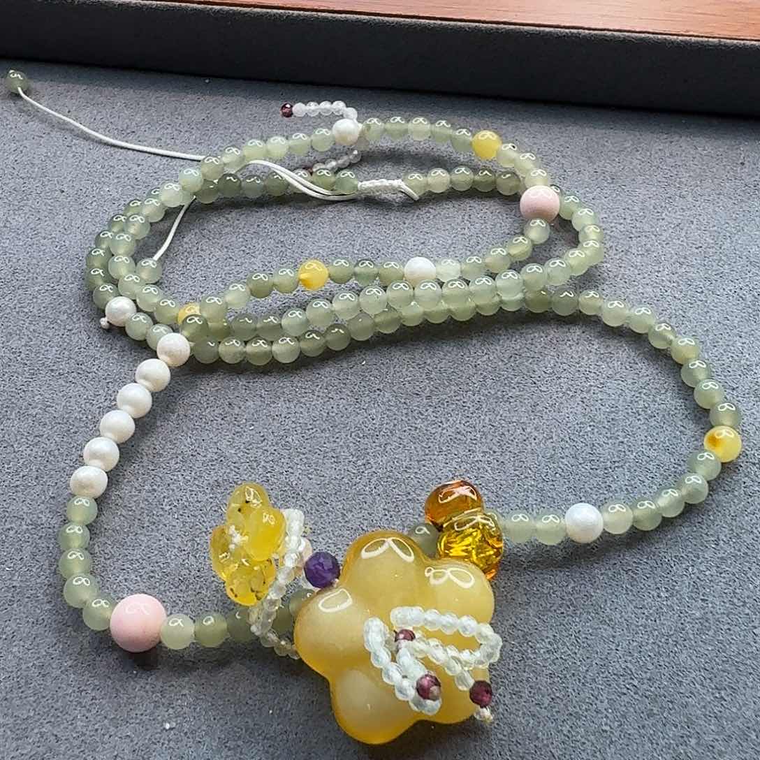 琥珀耳饰未镶嵌琥珀项链