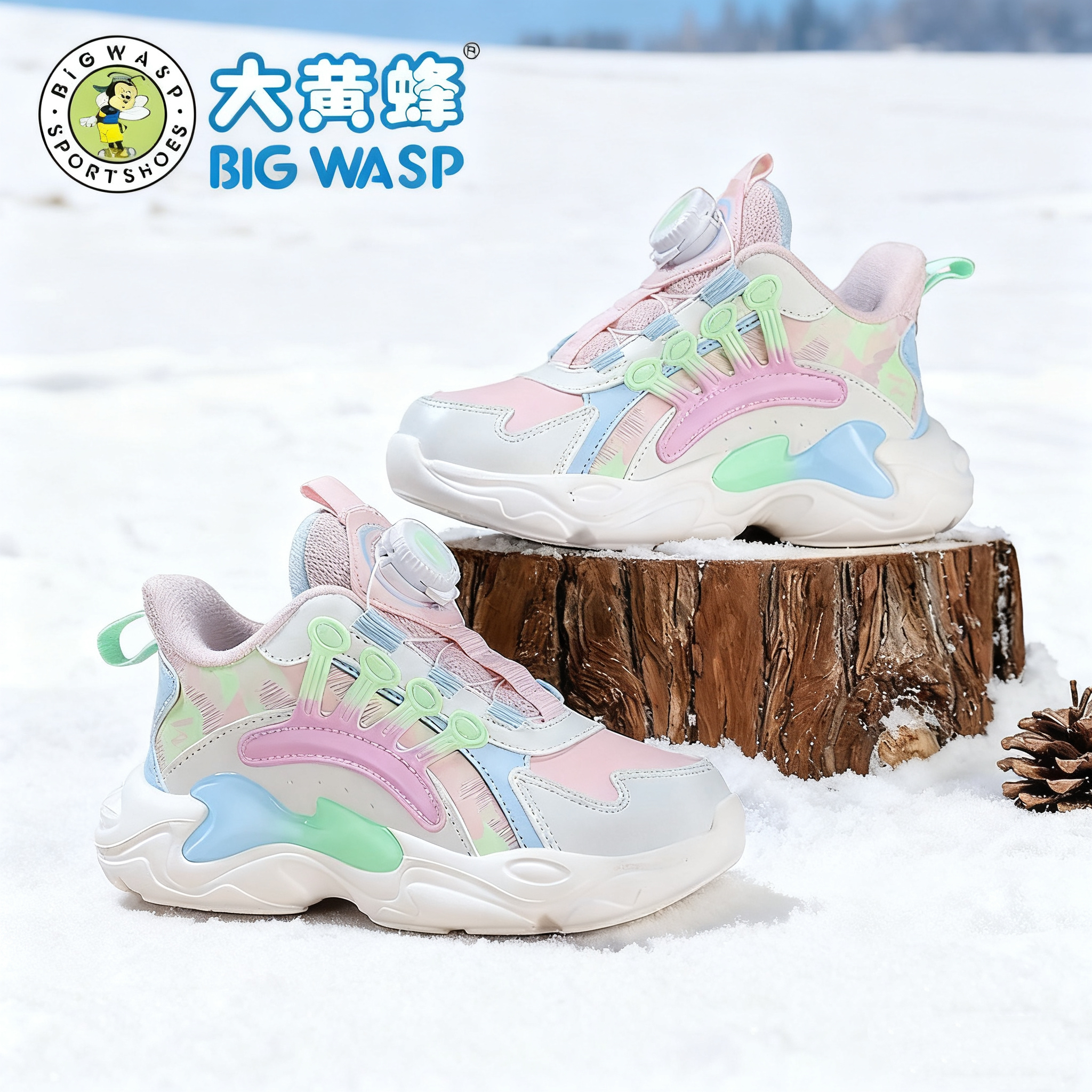 大黄蜂【女童-棉鞋】冬季棉鞋女童公主时尚老爹鞋运动二棉跑步棉鞋
