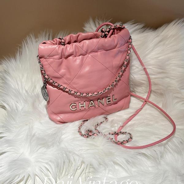 99新 Chanel/香奈儿 大吉中古3/Chanel香奈儿粉色mini22bag斜挎包